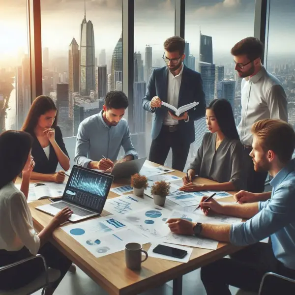 Equipe da Novo Horizonte Contabilidade Consultiva oferecendo assessoria fiscal, projetos de aumento de vendas, coleta de malotes e apoio em licitações públicas.